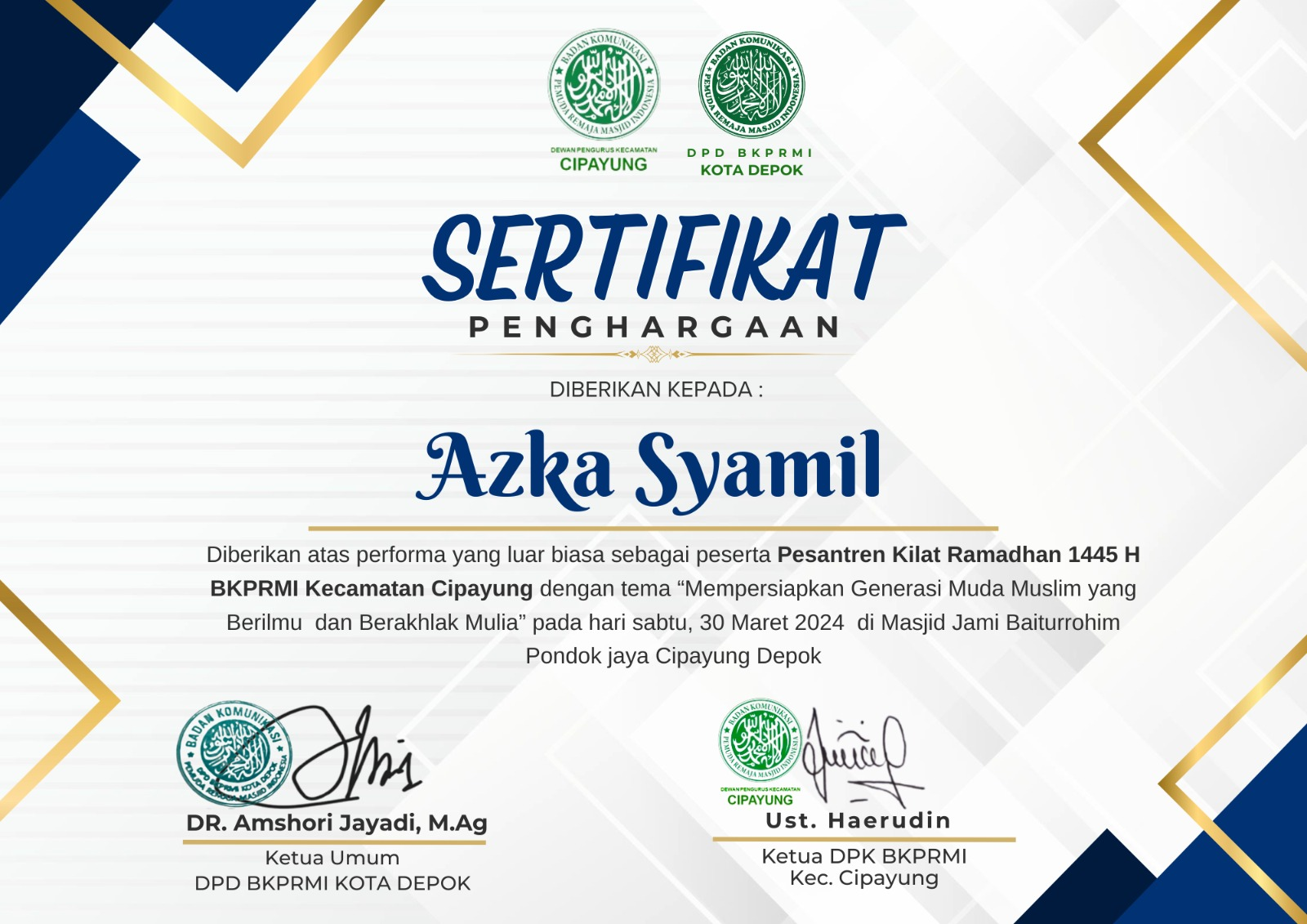 Pesantren Kilat Dengan Tema Mempersiapkan Generasi